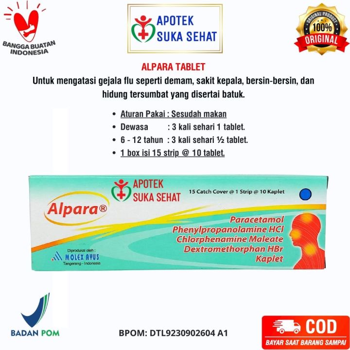 Alpara Tablet Obat Demam Batuk Pilek Box Isi Strip Lazada