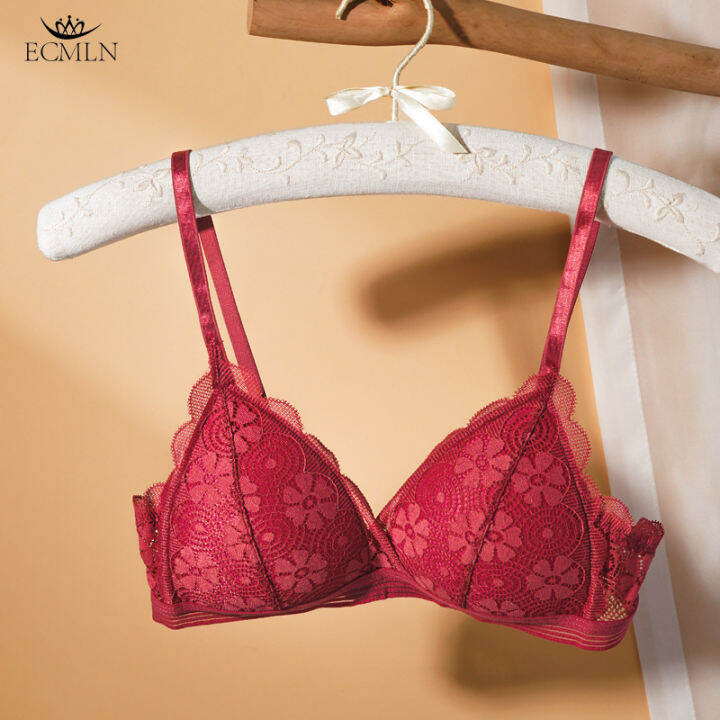 ECMLN French Lace Bras For Women Sexy Lingerie Solid Underwear Wire