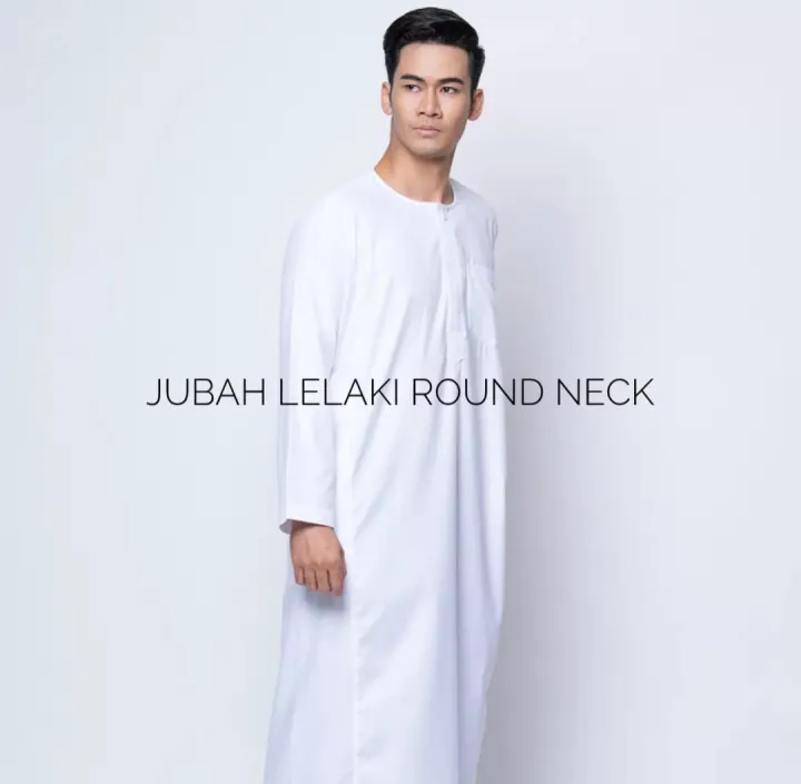 Jubah Lelaki Oman Round Neck Jubah Man Muslimin Haji Umrah Jubah Imam