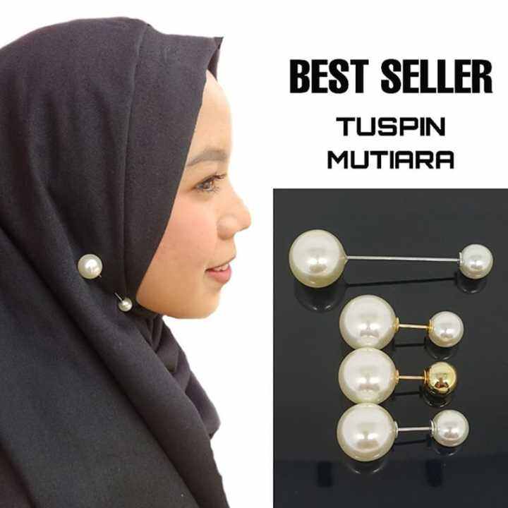 Tuspin Hijab Double Mutiara Tuspin Bunga Tuspin Mutiara Hijab