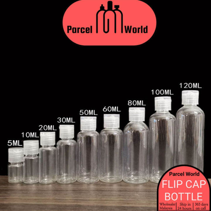 PET Plastic Bottle Flip Cap 5ml To 250ml Empty Transparent Bottles DIY