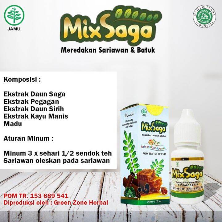 Mix Saga Obat Tetes Herbal Daun Saga Herbal Sariawan Batuk Sakit