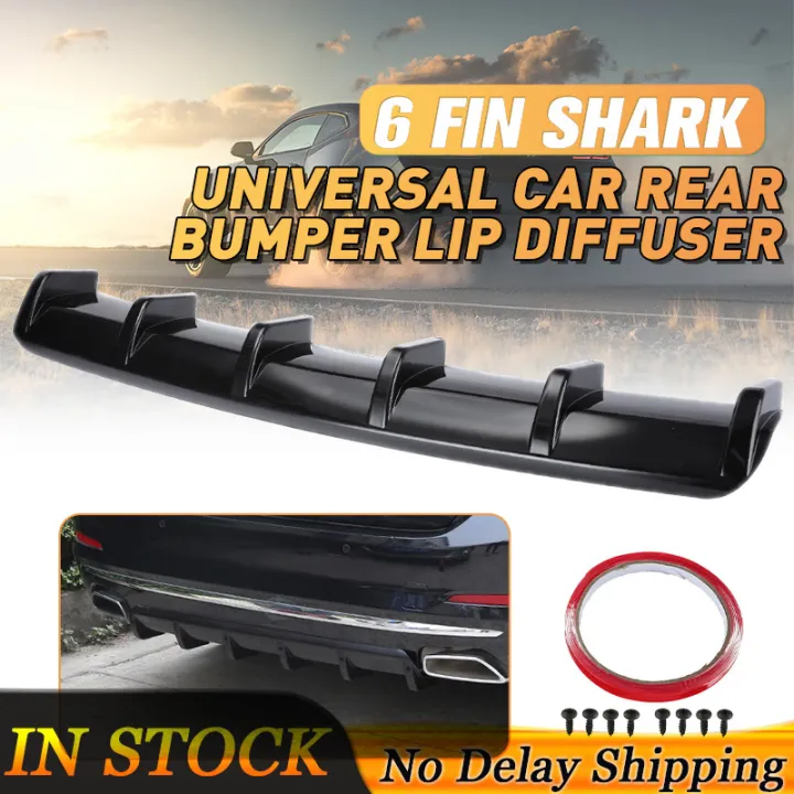 1pc Universal 90cm Car Rear Bumper Lip Diffuser 6 Shark Fin Wing Shark