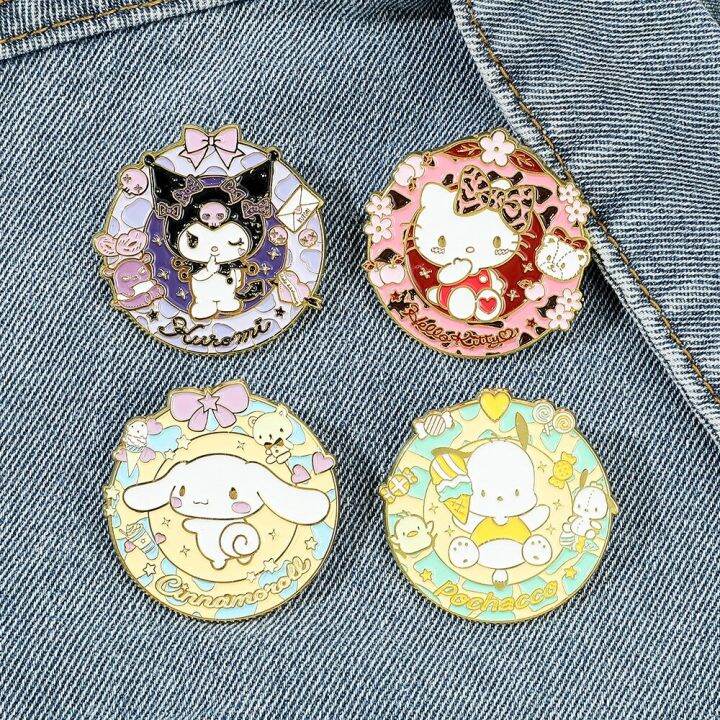 Kawaii Sanrio Lapel Pins Spring Series Kuromi My Melody Metal Enamel