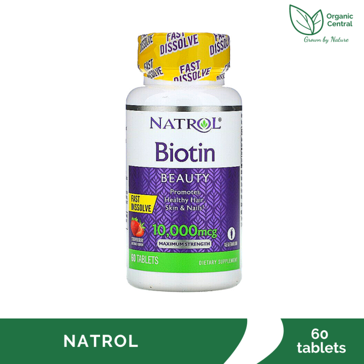 Natrol Biotin Fast Dissolve 10 000 Mcg Maximum Strength Strawberry 60