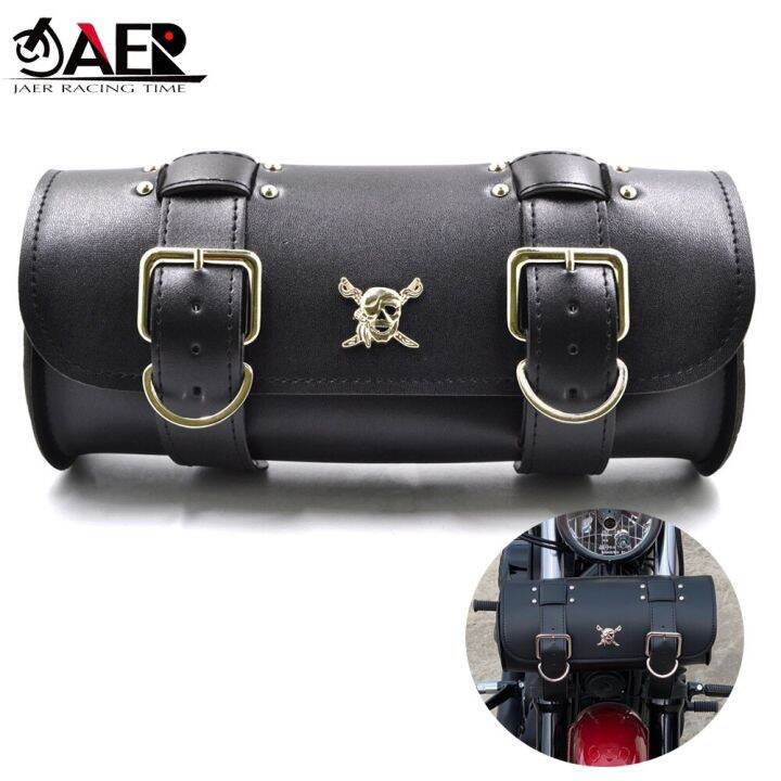 Saddle Motorcycle Bags Pu Leather Front Fork Tail Tool Bag Luggage For