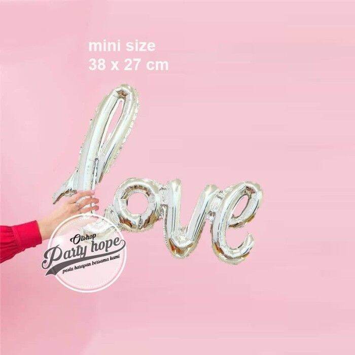 Balon Foil Tulisan Love Latin Silver Balon Letter Love Sambung Mini