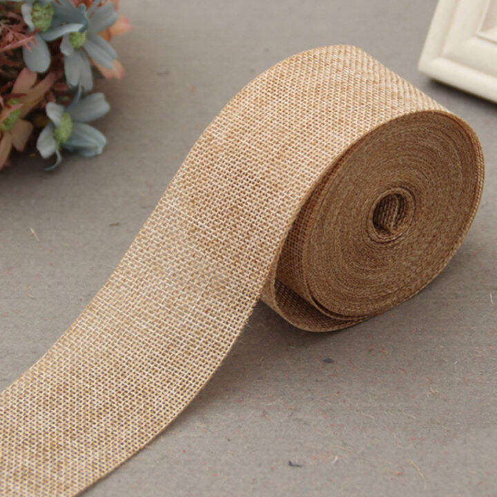 Huayou ZXZ 5cm 10m Natural Jute Burlap Ribbon Jute Fabric Roll Hessian