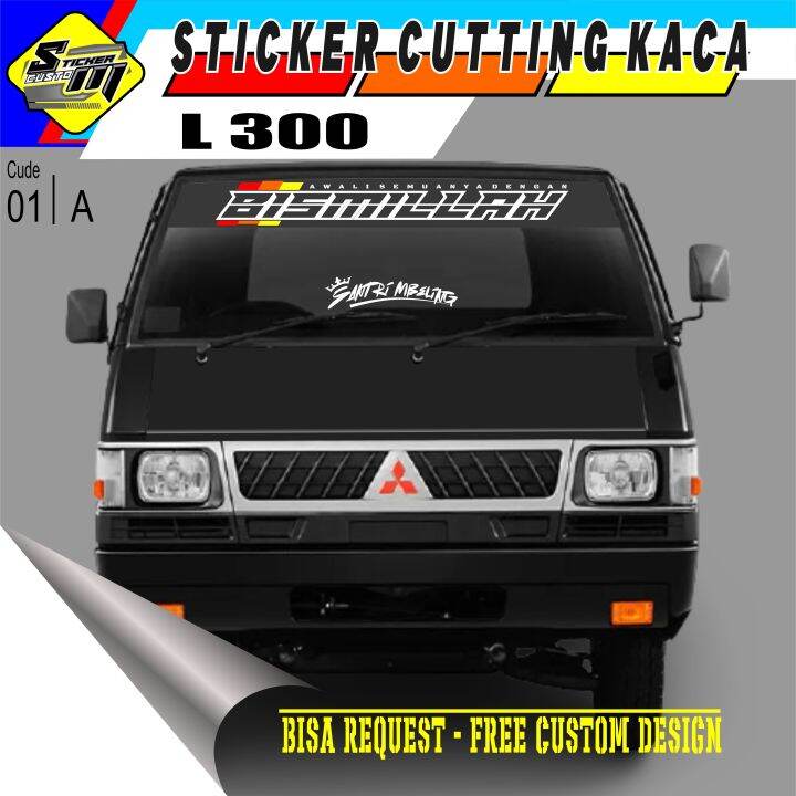 Cutting Stiker Kaca Depan Pick Up Tulisan Bismillah Truk Menyala