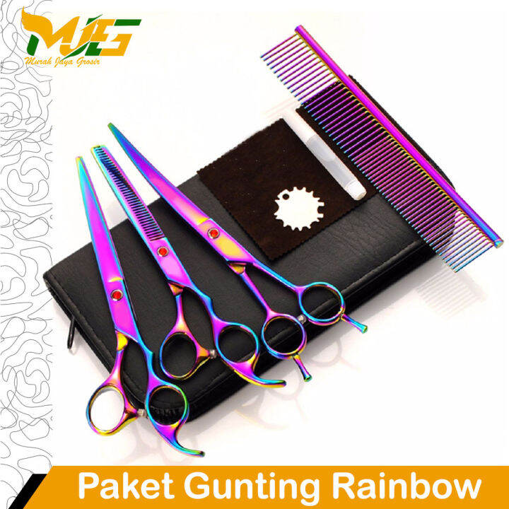 Paket Gunting Potong Rambut Set Warna Plus Sisir Gunting Sasak Lurus