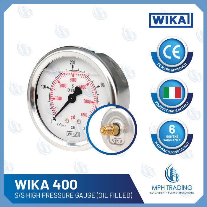 WIKA 400 Stainless Steel High Pressure Gauge 400 Bar Oil Filled Lazada