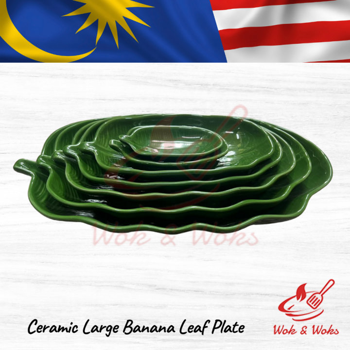 Ceramic Large Banana Leaf Plate Pinggan Daun Pisang Besar Seramik