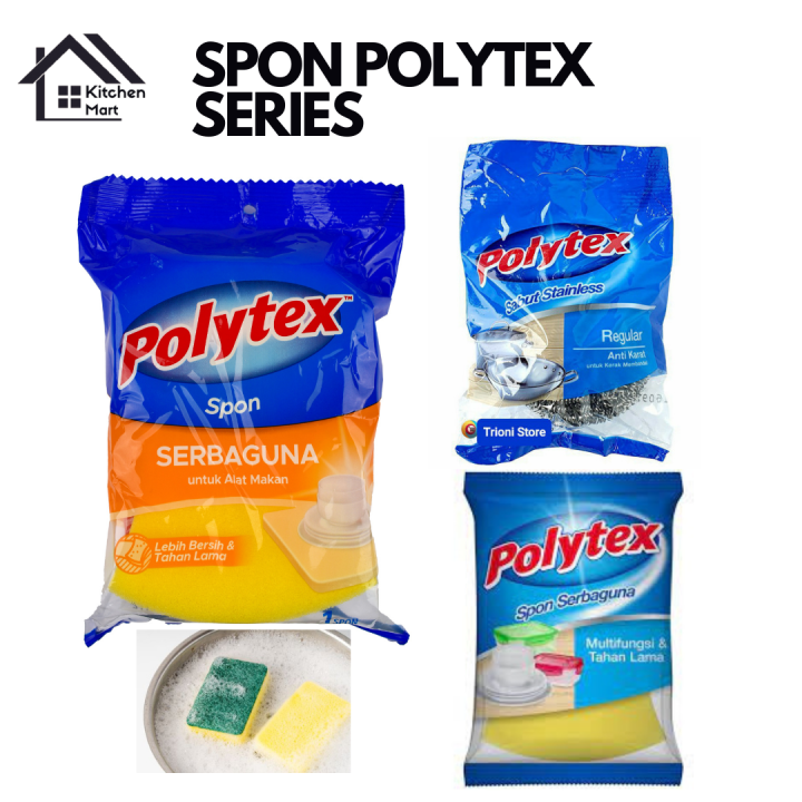 Polytex Sabut Spon Kuning Serbaguna Cuci Piring Reguler Stainless