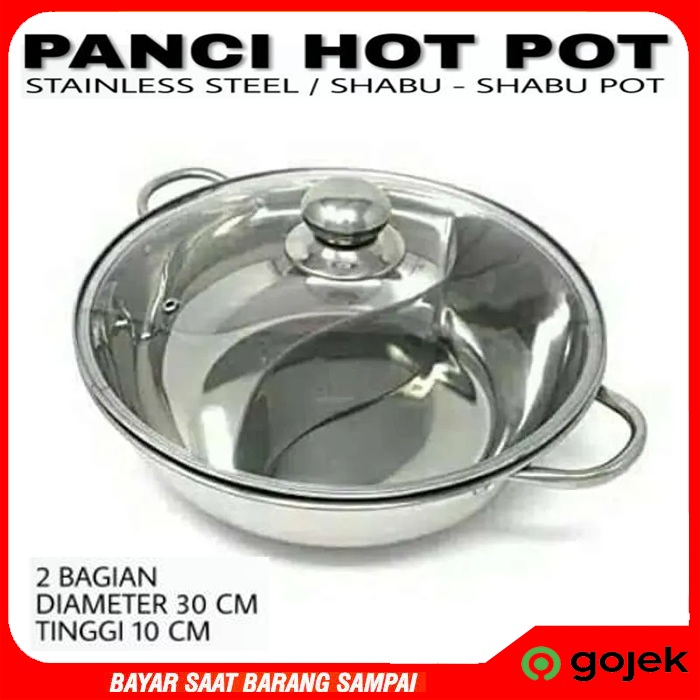 Panci Shabu 28cm 30cm Import Sekat 2 Suki Stainless Hot Pot Sop