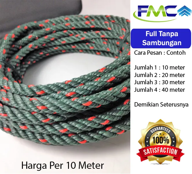 Tali Tambang Besar 10mm 12mm 14mm HTBM Plastik Harga Per 10 Meter PP PE