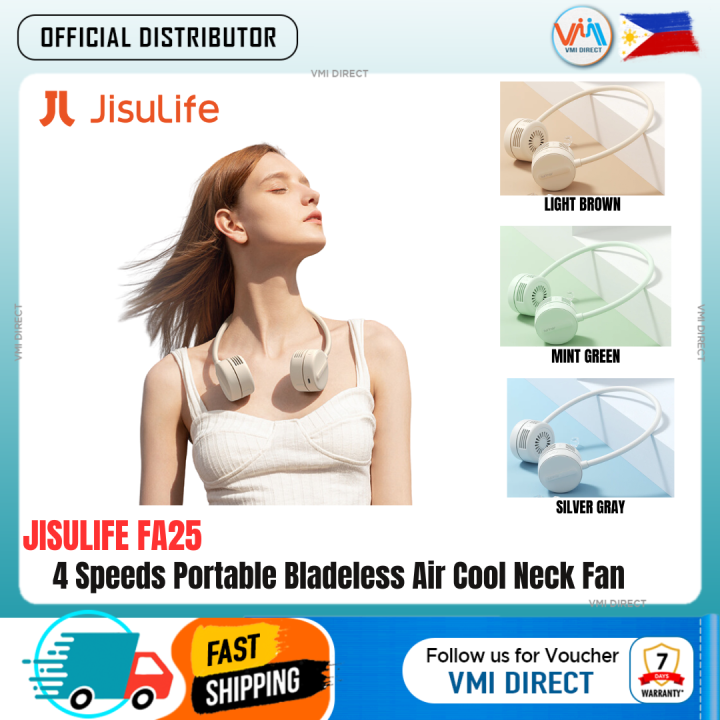 Jisulife Fa Bladeless Air Cool Neck Fan Leafless Travel Portable