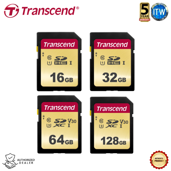 Transcend SDXC SDHC 500S Memory Card 16GB 32GB 64GB 128GB