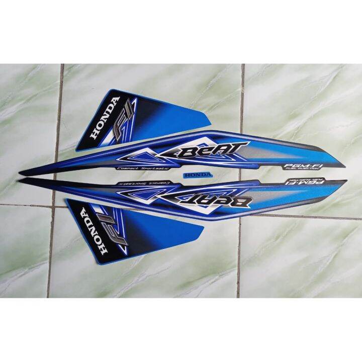 Stiker Striping Honda Beat Fi 2013 Hitam Biru Lazada Indonesia