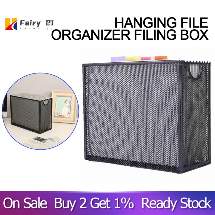 Fairy 21 Hanging File Organizer Filing Box Metal Mesh File Crate Desk