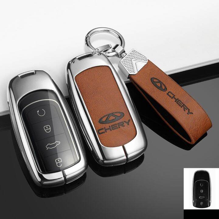 Leather Zinc Alloy Remote Key Case Full Cover For Chery Tiggo Tiggo