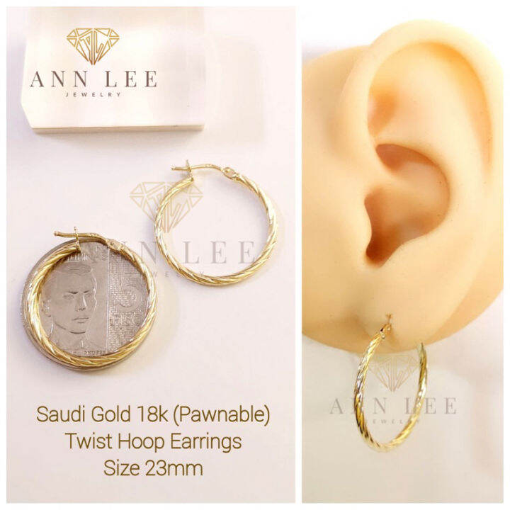 Pawnable Real Saudi Gold K Twist Hoop Earrings Lazada Ph