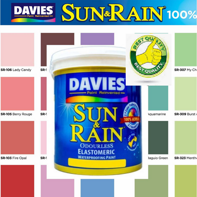 Davies Sun Rain Elastomeric Paint Quart Liter Odorless Odourless