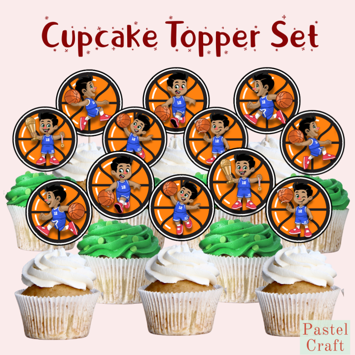 Basketball 12 Pcs Pack Customized Cupcake Toppers For Parties Events