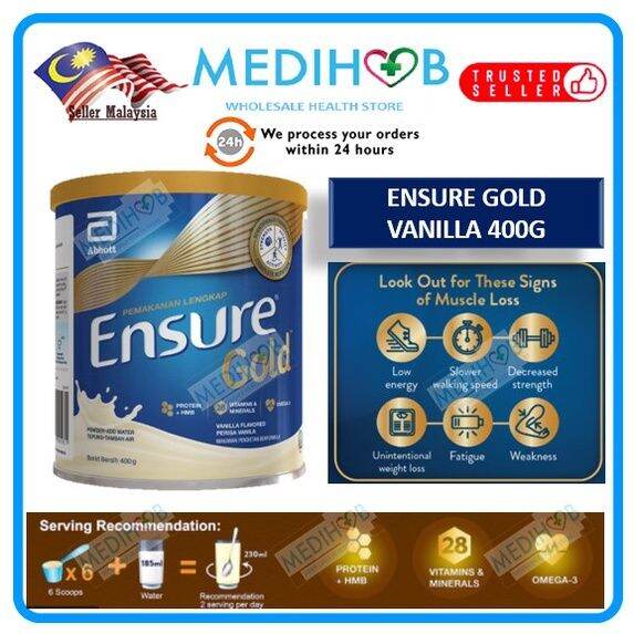 ABBOTT ENSURE Gold Vanilla 400g Exp 22024 Lazada