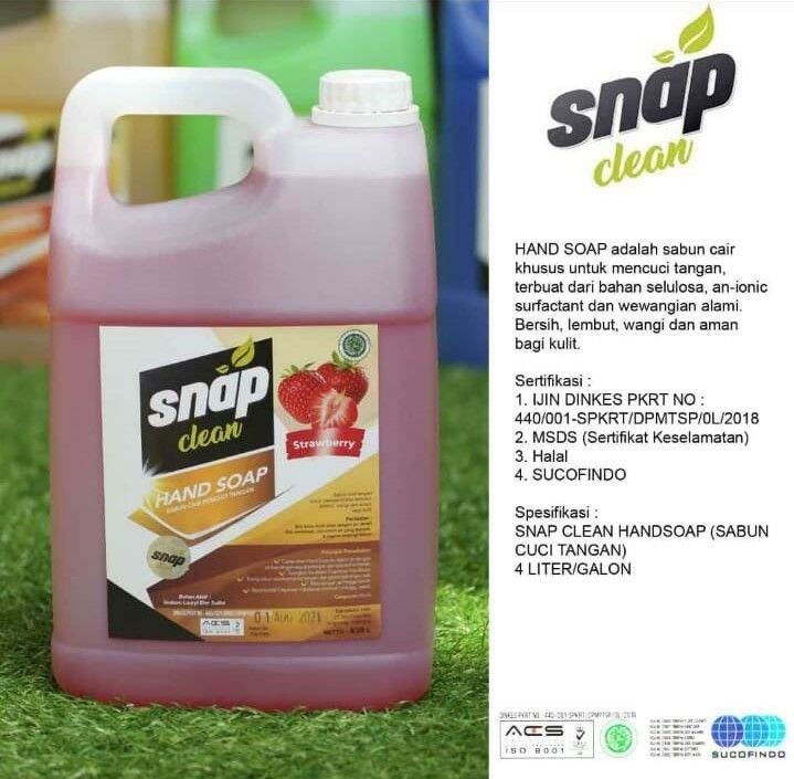 HANDSOAP SABUN CUCI TANGAN CAIR MERK SNAP CLEAN AROMA STRAWBERRY