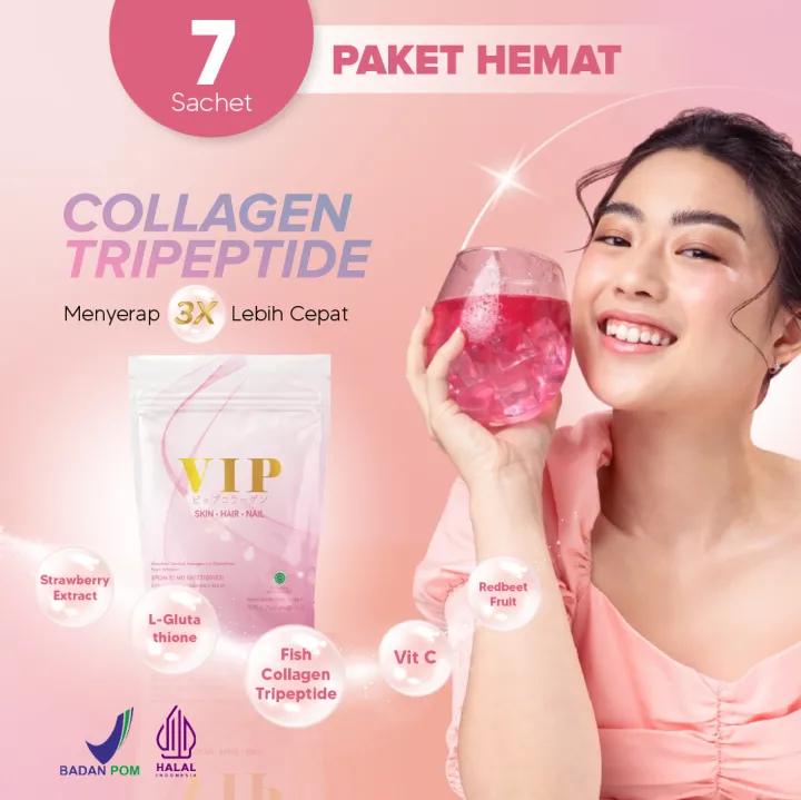 Vip Collagen Premium Pouch Sachet Minuman Kolagen Pemutih Badan