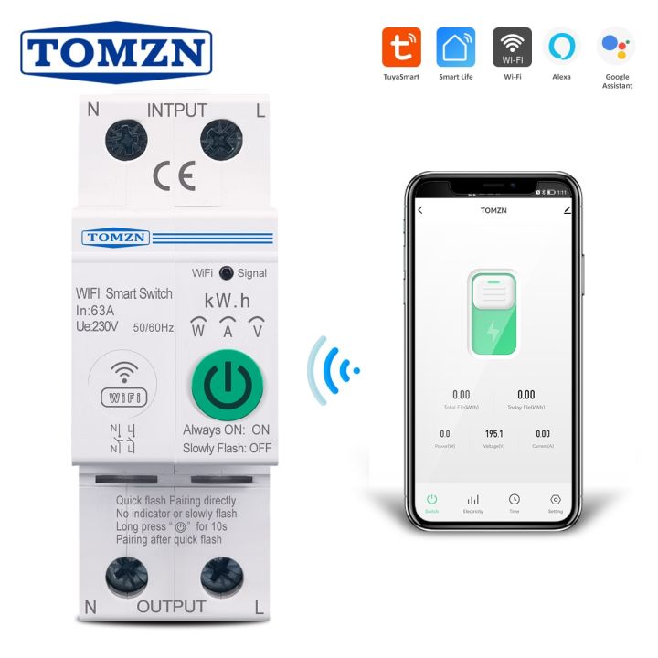 Breakers Tomzn P A Wifi Smart Switch Smartlife Energy Meter Kwh