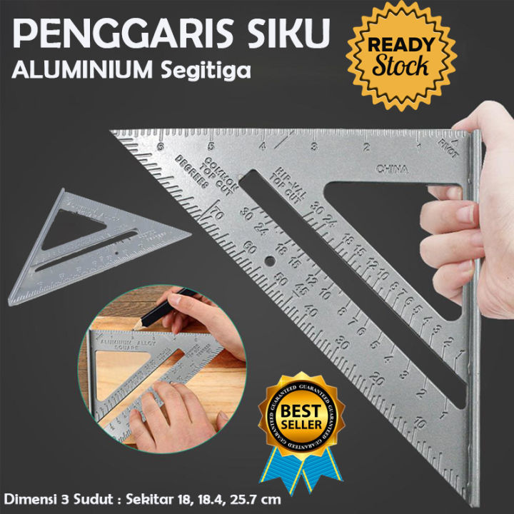 Penggaris Siku Mistar Triangle Ruler Aluminium 90 Derajat Alat Ukur