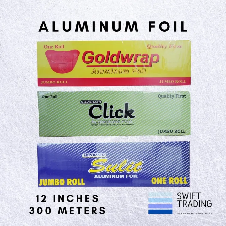 Food Grade Aluminum Foil Sulit Click Goldwrap Brand Jumbo Roll 300M