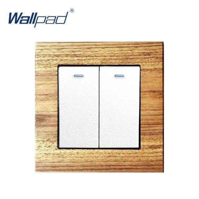 Gang Way Wallpad Wall Light Switch Wooden Panel Push Button