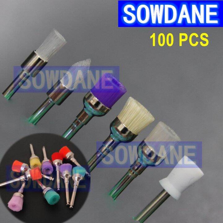 100 Pieces Dental Polishing Brush Colorful Nylon Junior RA Bristle