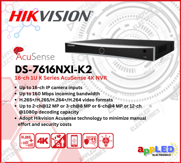 Hikvision DS 7616NXI K2 16 Ch 1U K Series AcuSense 4K NVR Lazada PH