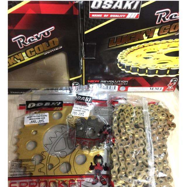 Osaki Lucky GOLD Chain Sprocket Set XRM 110 XRM125 Wave125 Lazada PH