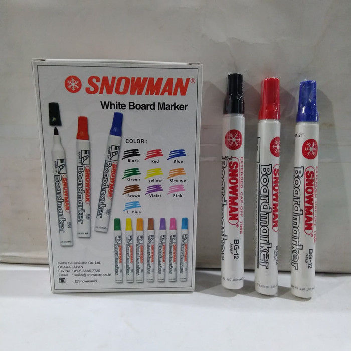 Spidol SnowMan Whiteboard BG 12 Pilih Warna Hitam Biru Merah Murah