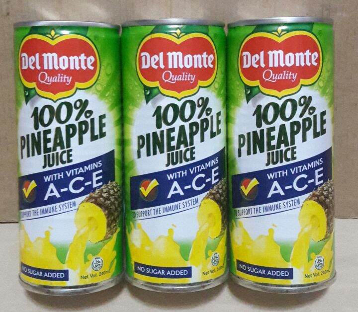 Del Monte Pineapple Juice With Vitamins A C E No Sugar Added 240ml X