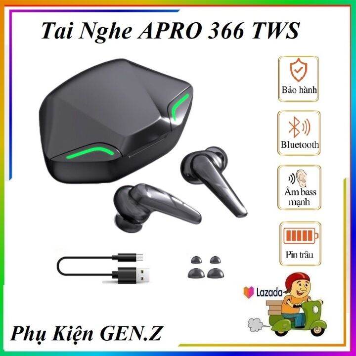 Tai Nghe Bluetooth Gaming Apro 366 TWS Tai Nghe Gaming Âm Bass Mạnh Mẽ