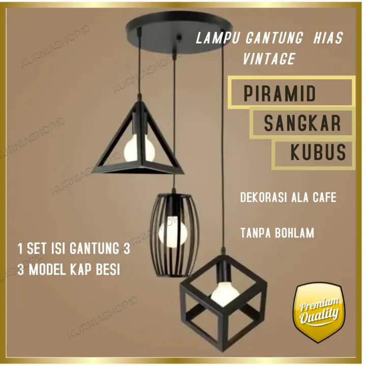 Lampu Gantung Besi Lampu Hias Vintage Minimalis Lampu Ala Cafe Set