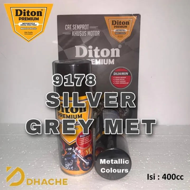 Cat Pilox Diton Premium 9178 Silver Grey Met Perak Abu Metalik 400cc