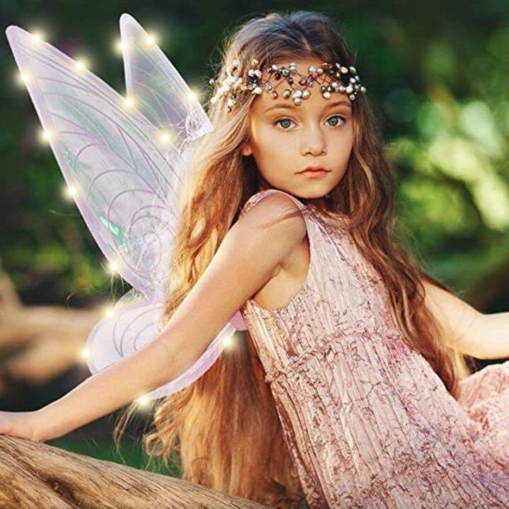 Led Fairy Butterfly Wings Girls Sparkling Sheer Wings Dress Up