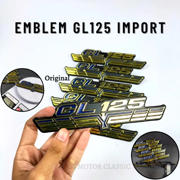 Emblem Tangki GL100 GL125 Logo Honda Set Emblem Tepong Aki Import