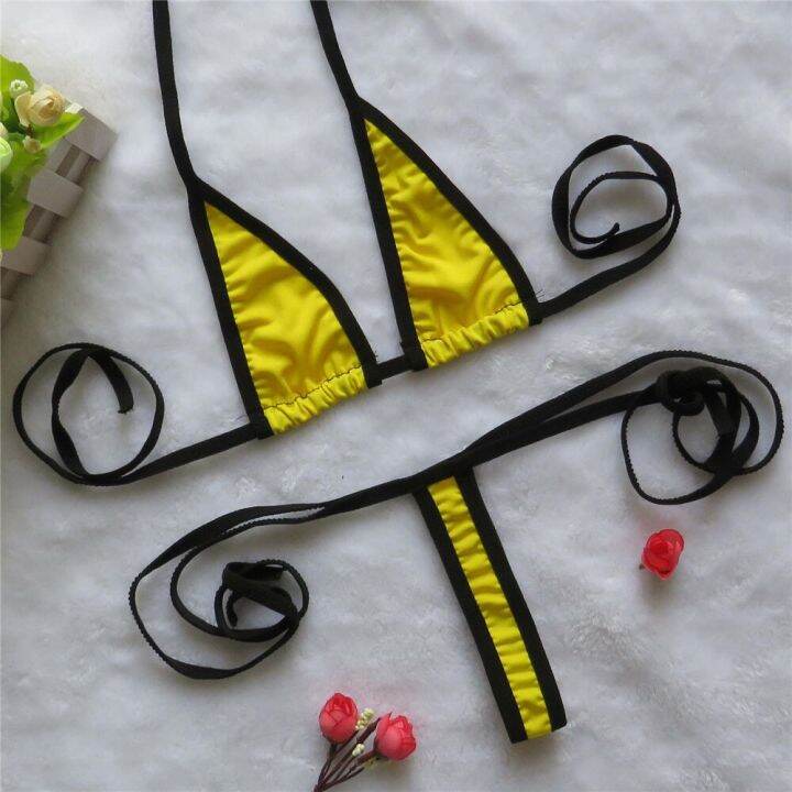 Micro Bikini Sexy Sling Triangle Edge Mini Thong Girl Beach Sunbathing