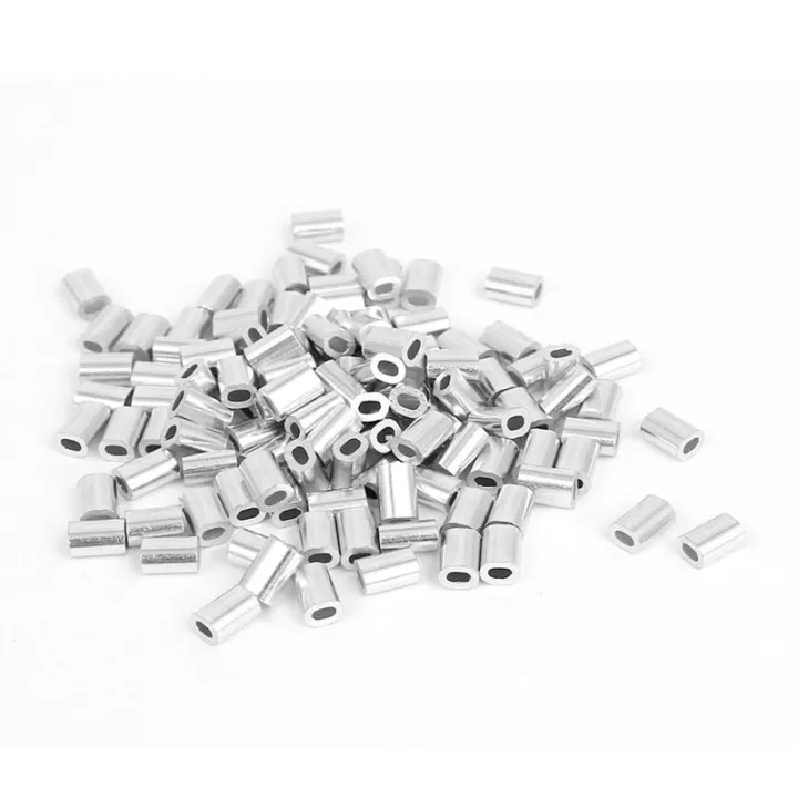 0 8mm 1 32 Inch Wire Rope Aluminum Ferrules Sleeves Silver Tone 100pcs