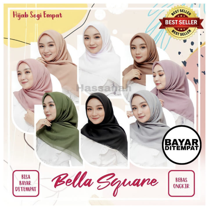 Hijab Segi Empat Polos Bella Square Jilbab Bela Squer Kerudung Murah