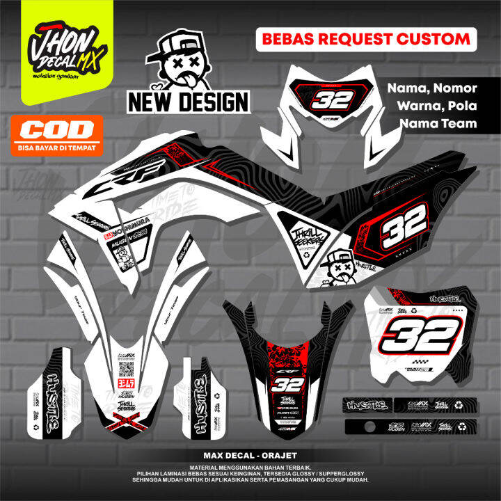 DECAL CRF 150 L FULL BODY MOTIF HUSTLE DECAL CRF WR KLX DTRACKER KTM