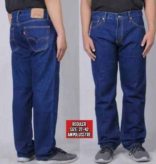 Celana Jeans Garmen Standar Reguler Pria Laki Laki Dewasa Warna Biru