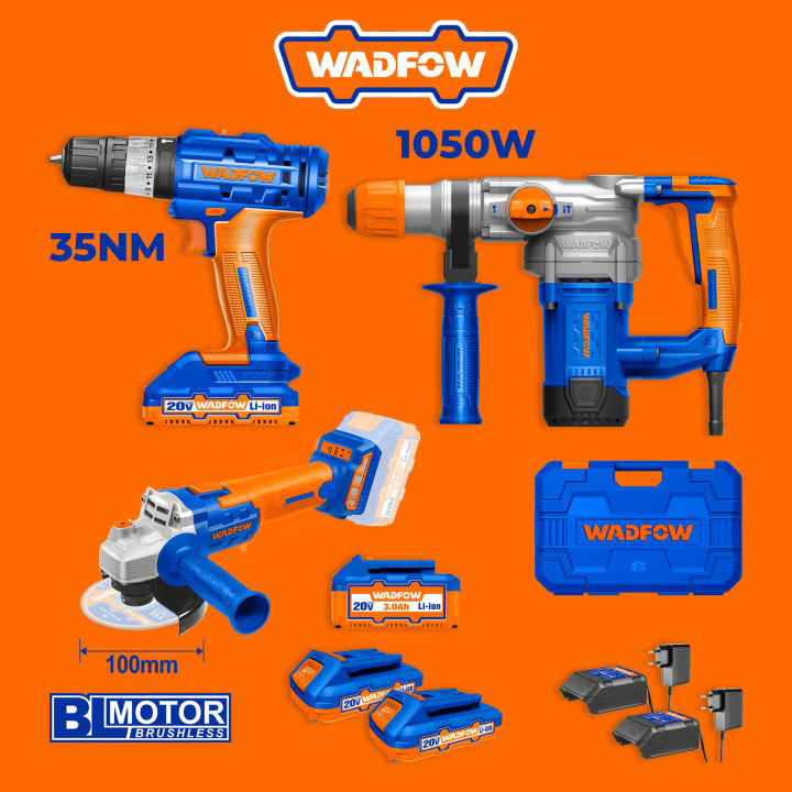 Wadfow In Combo Rotary Hammer Brushless Angle Grinder Cordless